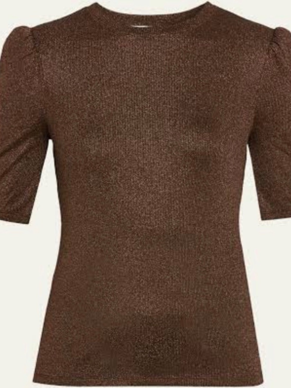 FRAME  Le Lurex Gathered Sleeve Tee Bronze Medium M Top  $178